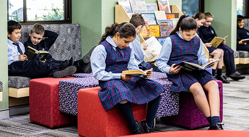 Students inside library at St Madeleine's Catholic Primary School Kenthurst