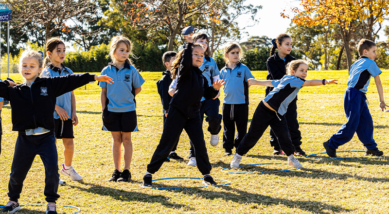 Students playing shot put at St Madeleine's Catholic Primary School Kenthurst