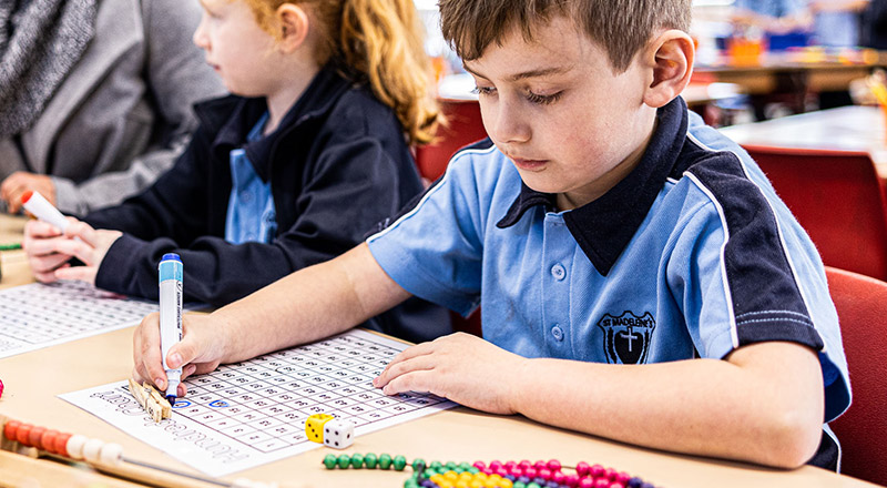 Student learning maths at St Madeleine's Catholic Primary School Kenthurst