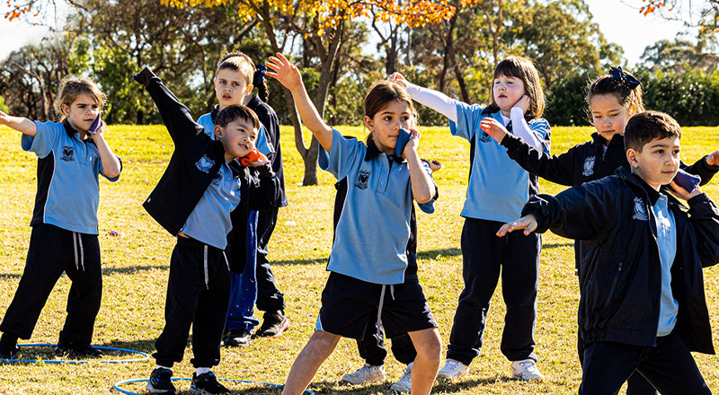 Students playing shot put at St Madeleine's Catholic Primary School Kenthurst