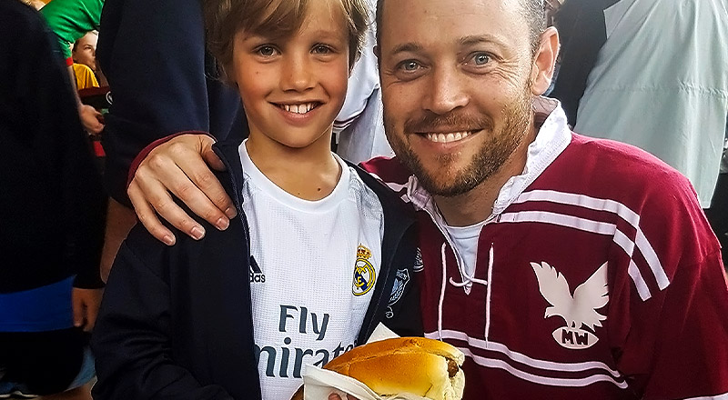 Father son duo at BBQ at St Madeleine's Catholic Primary School Kenthurst