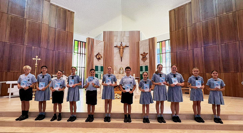 Students receiving leadership responsibilities at St Madeleine's Catholic Primary School Kenthurst