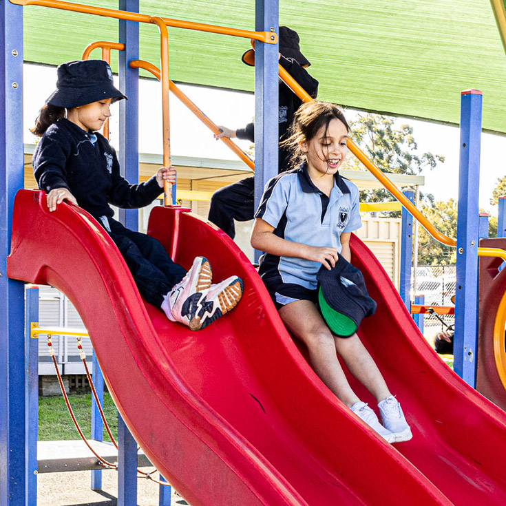 Students on slide at St Madeleine's Catholic Primary School Kenthurst