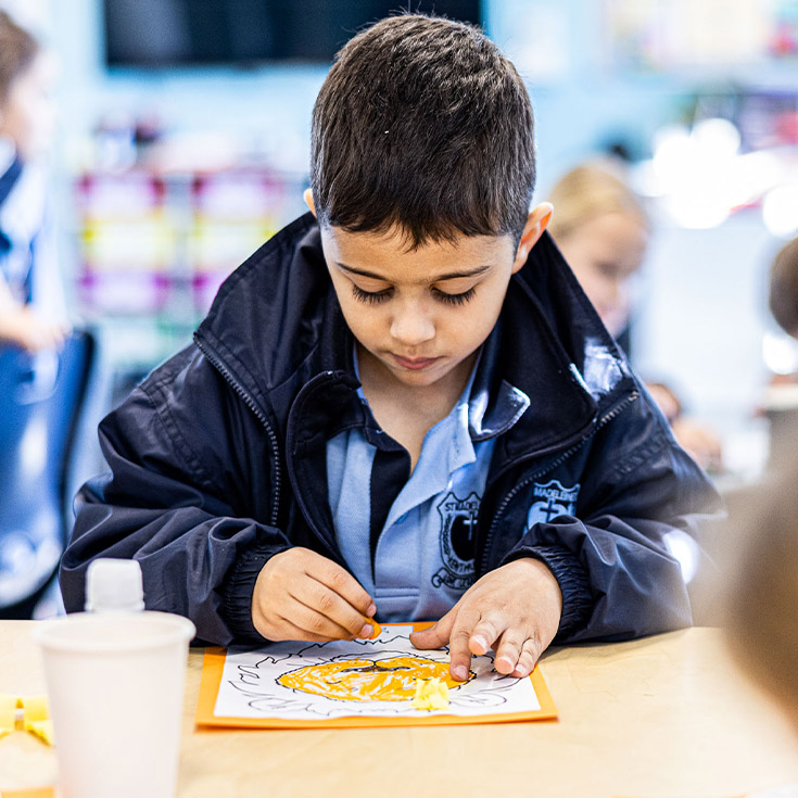Student doing arts and crafts at St Madeleine's Catholic Primary School Kenthurst